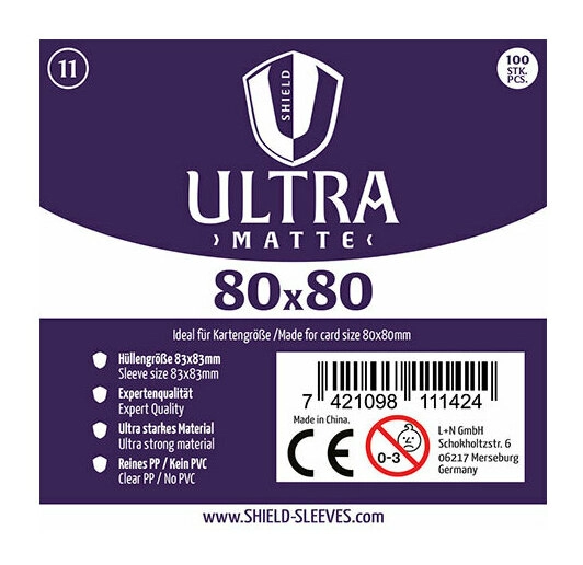 Shield Ultra Matte - 100 Sleeves (80 x 80 mm)