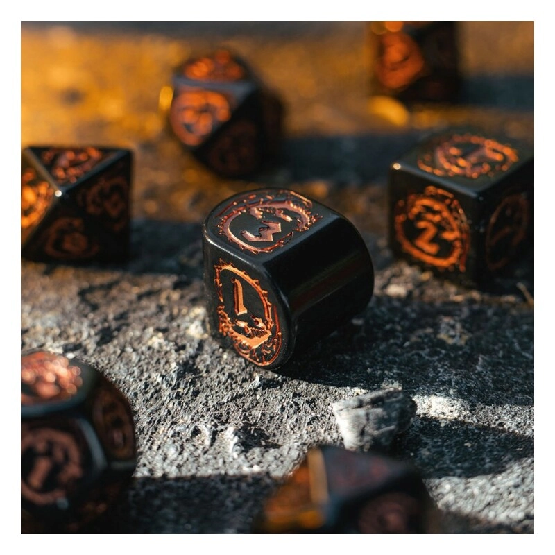 Dragons Modern Dice Set Black & Copper