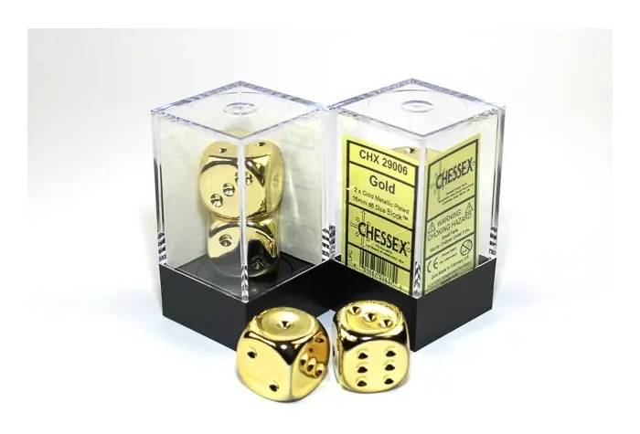 Metal Dice Pair of Gold-Plated 16mm d6 (2) 