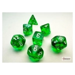 Chessex Translucent Mini-Polyhedral Green/white 7-Die Set