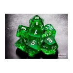 Chessex Translucent Mini-Polyhedral Green/white 7-Die Set