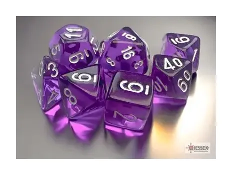 Chessex Translucent Mini-Polyhedral Purple/white 7-Die Set