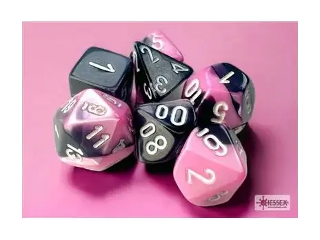 Chessex Gemini Mini-Polyhedral Black-Pink/white 7-Die Set