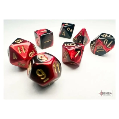 Chessex Gemini Mini-Polyhedral Black-Red/gold 7-Die Set