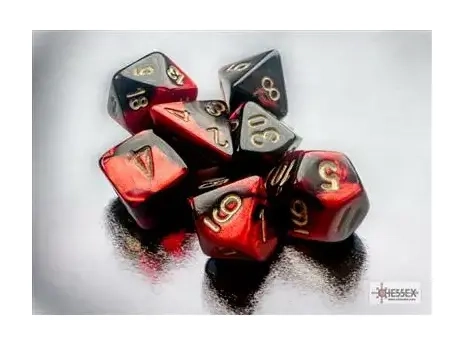 Chessex Gemini Mini-Polyhedral Black-Red/gold 7-Die Set