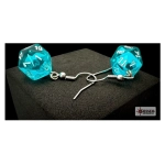 Chessex Hook Earrings Translucent Teal Mini-Poly d20 Pair