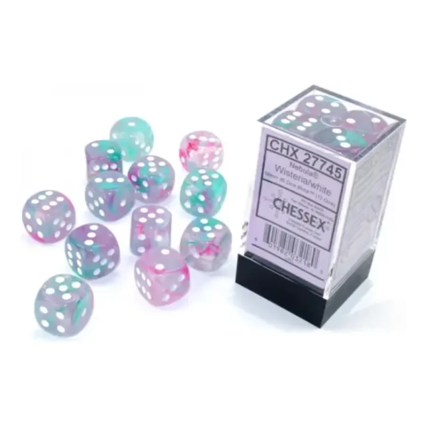 Nebula 16mm d6 Wisteria/white Luminary Dice Block (12 dice)