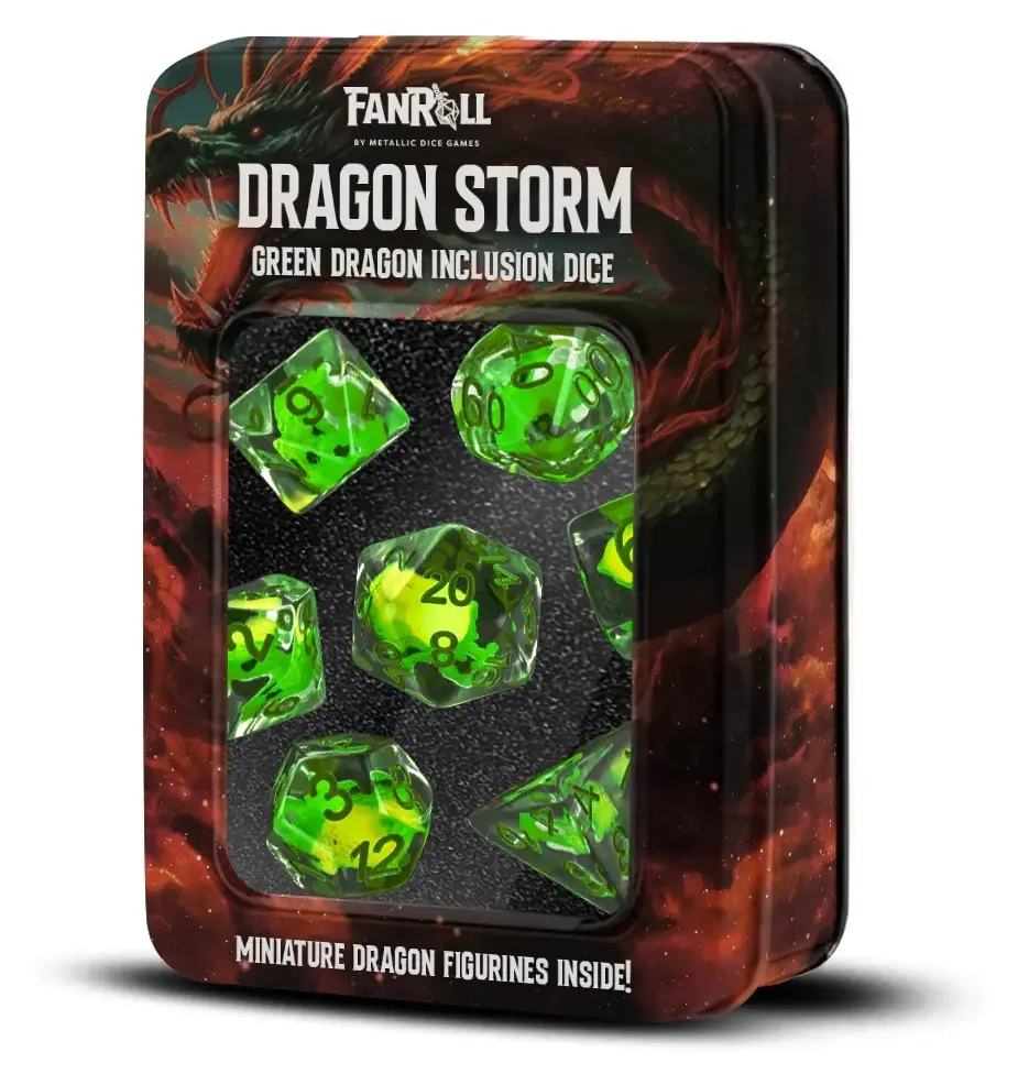 Dragon Storm Inclusion Resin Dice Set Green Dragon