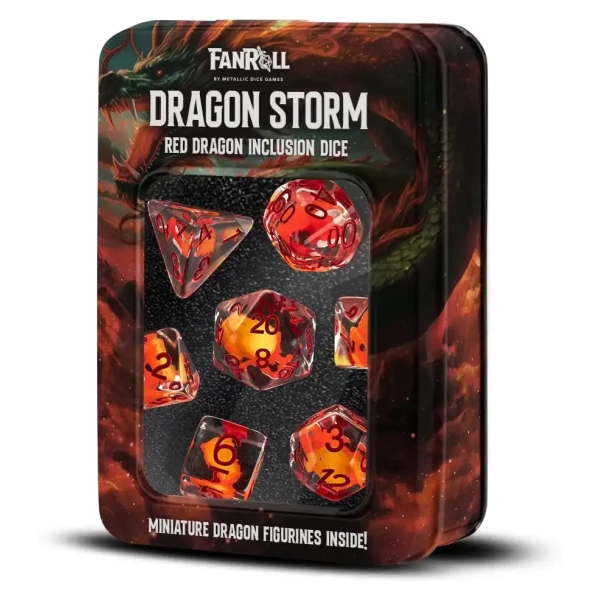 Dragon Storm Inclusion Resin Dice Set Red Dragon