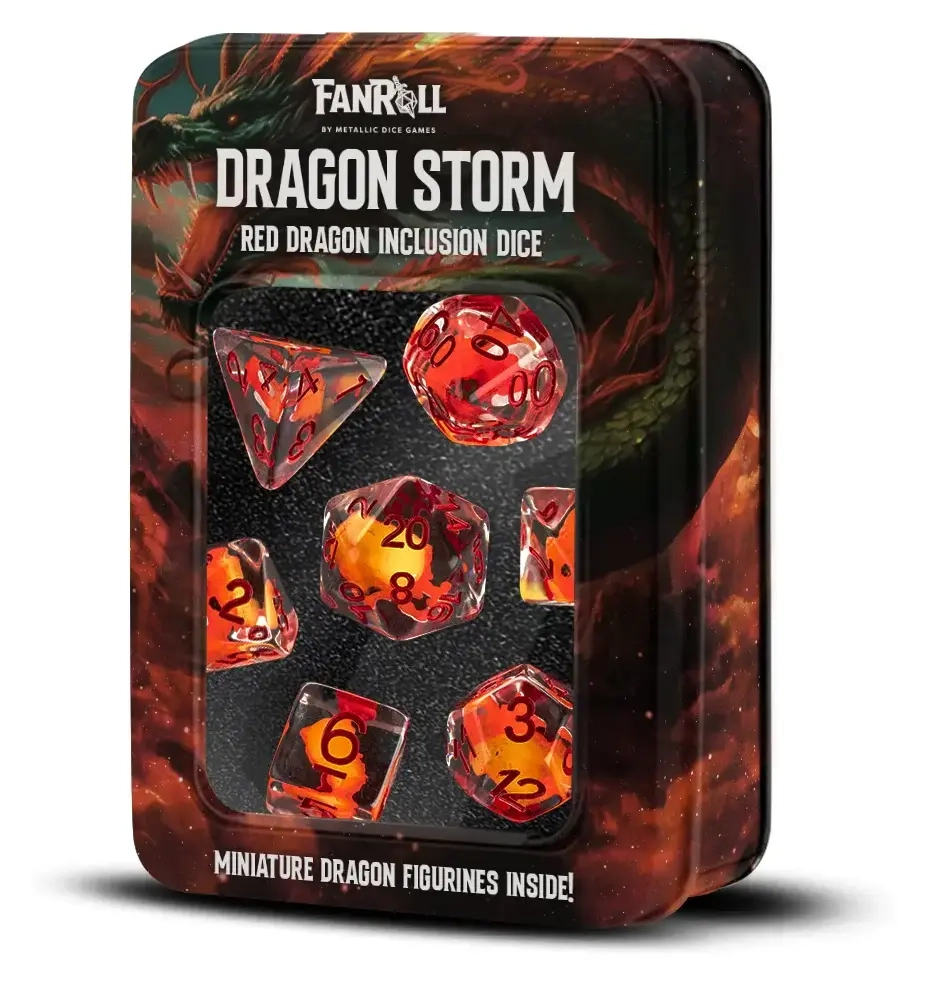 Dragon Storm Inclusion Resin Dice Set Red Dragon