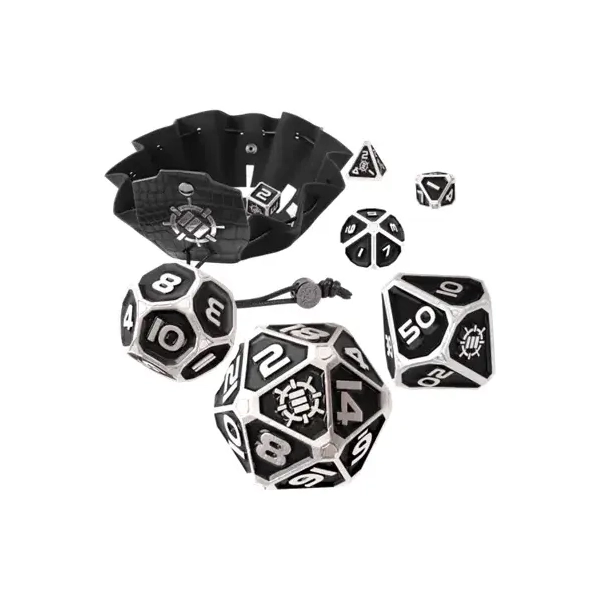 ENHANCE Tabletop RPGs 7pc Metal RPG Dice (Collector's Edition Black)