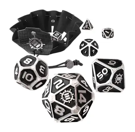 ENHANCE Tabletop RPGs 7pc Metal RPG Dice (Collector's Edition Black)