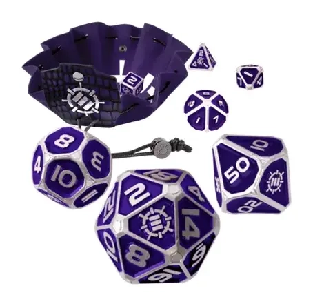 ENHANCE Tabletop RPGs 7pc Metal RPG Dice (Collector's Edition Purple)