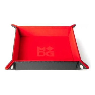 Velvet Folding Dice Tray 10x10 Red with Leather Backing