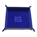 Velvet Folding Dice Tray 10x10 Blue with Leather Backing