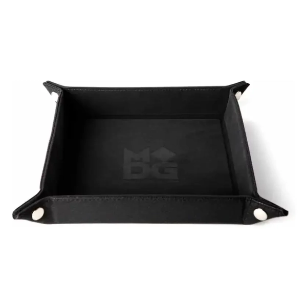 Velvet Folding Dice Tray 10x10 Black with Leather Backing