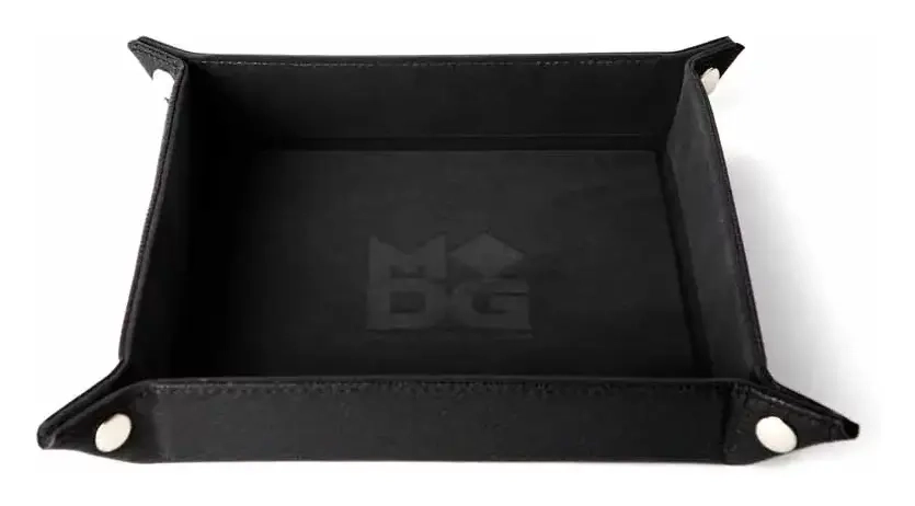 Velvet Folding Dice Tray 10x10 Black with Leather Backing