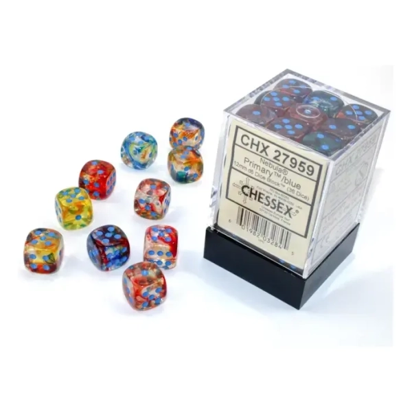 Nebula 12mm d6 Primary/blue Luminary Dice Block (36 dice)