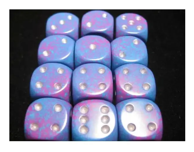 Dice Sets Silver Tetra Speckled 16mm d6 (12)