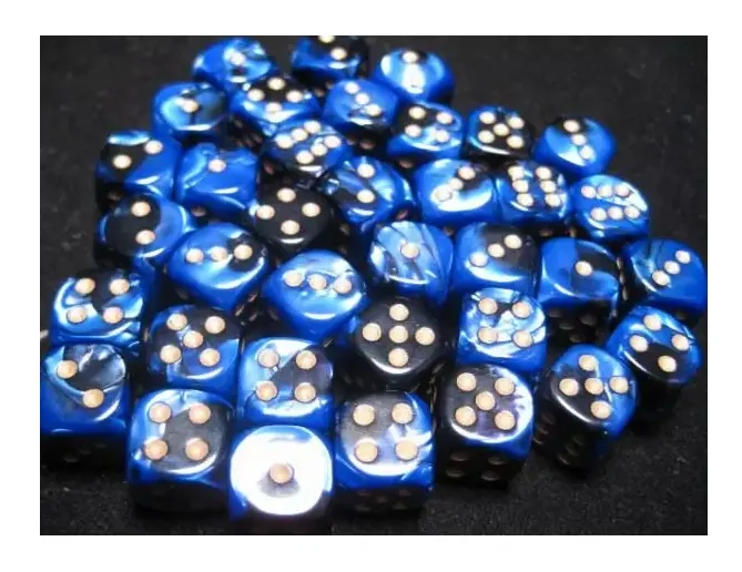 Gemini 12mm d6 Dice Blocks with pips Dice Blocks (36 Dice) - Black-Blue w/gold