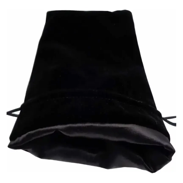 Black Velvet Dice Bag with Black Satin Lining 6x8