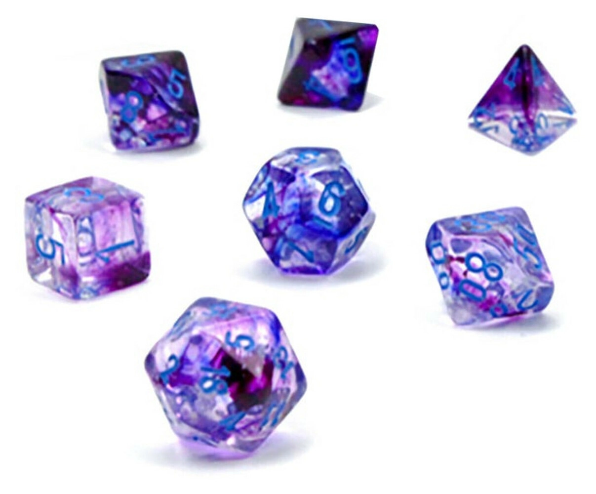 Nebula Mini-Polyhedral Nocturnal/Blue Luminary 7-Die Set (MOQ2)