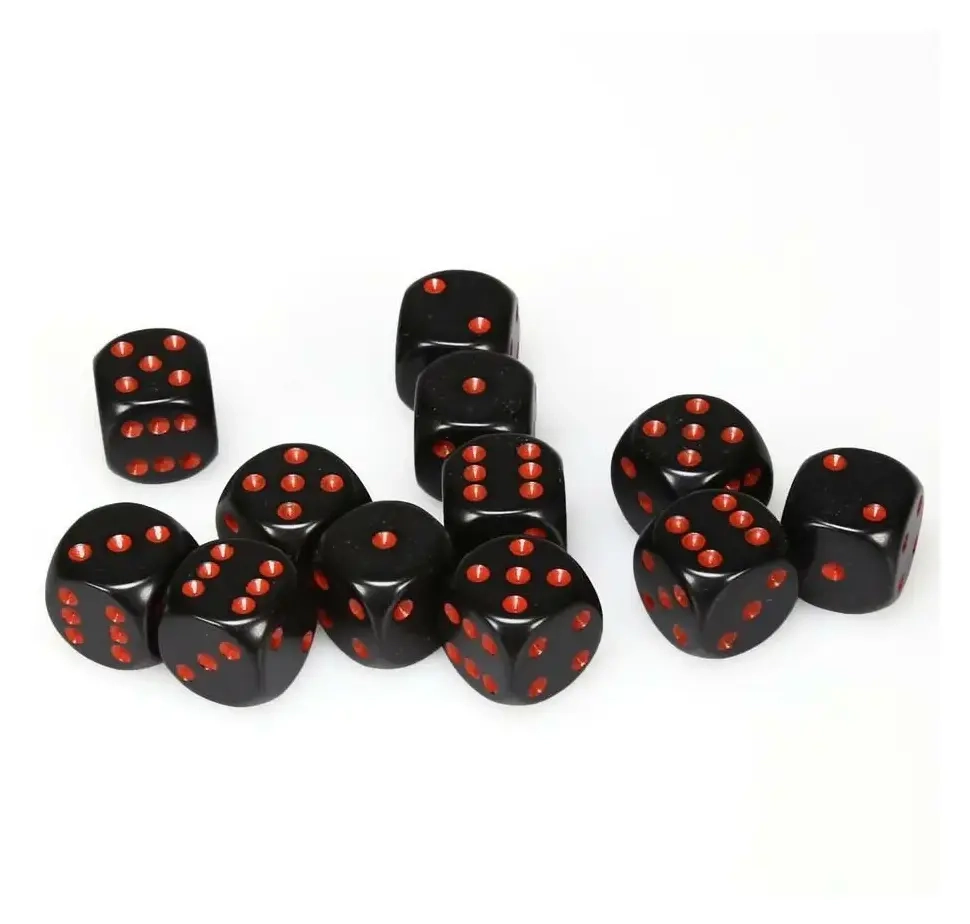 Dice Sets Black/Red Opaque 16mm d6 (12 Würfel)