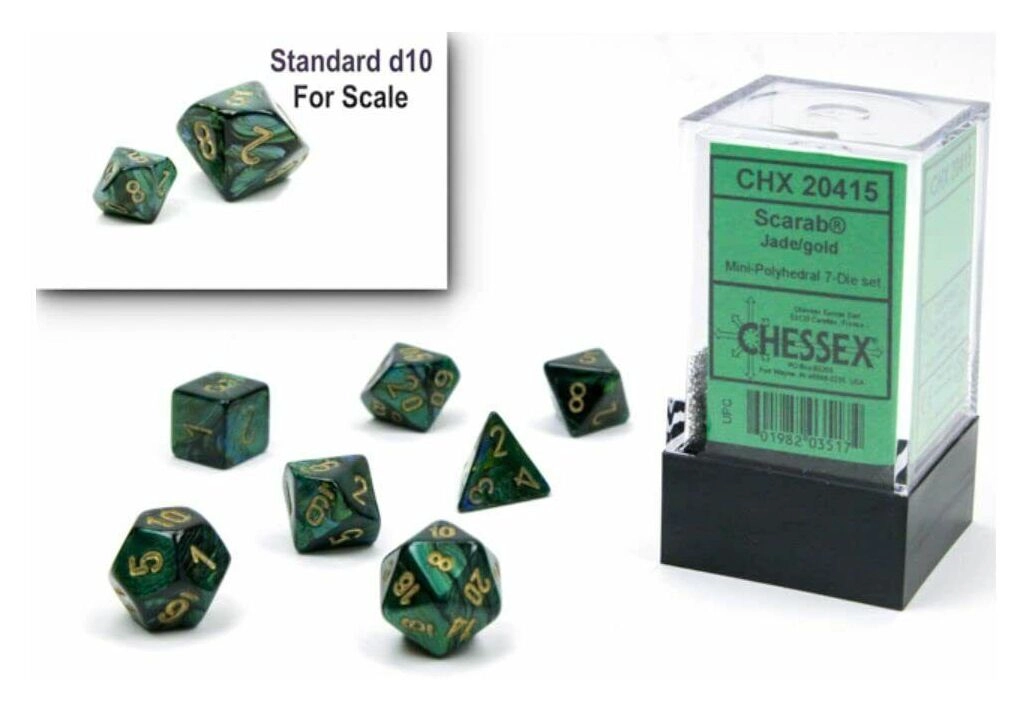 Scarab Mini-Polyhedral Jade/Gold 7-Die Set