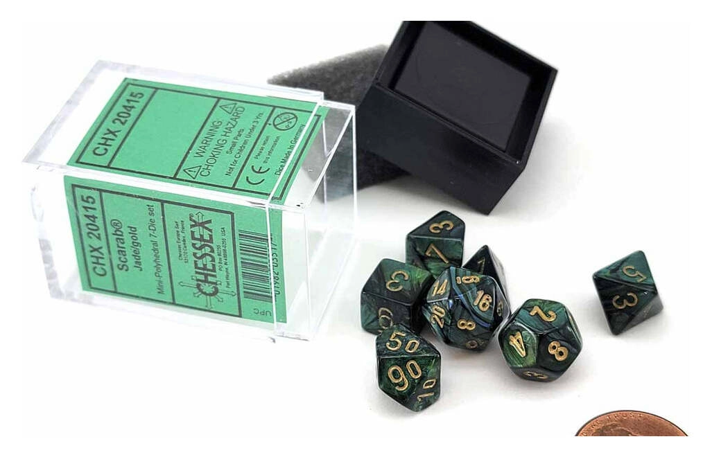 Scarab Mini-Polyhedral Jade/Gold 7-Die Set