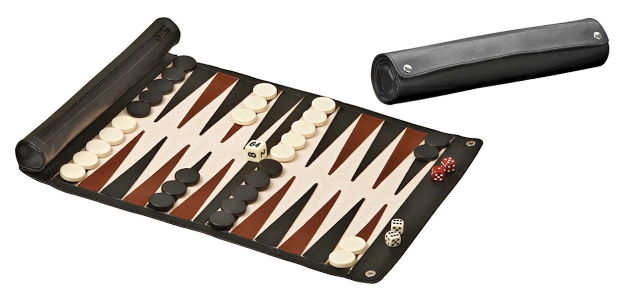 Reisebackgammon zum Rollen - Kunstleder