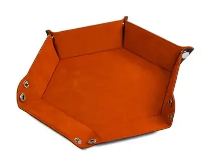 Leatherette & Velvet Dice Tray Orange Hex