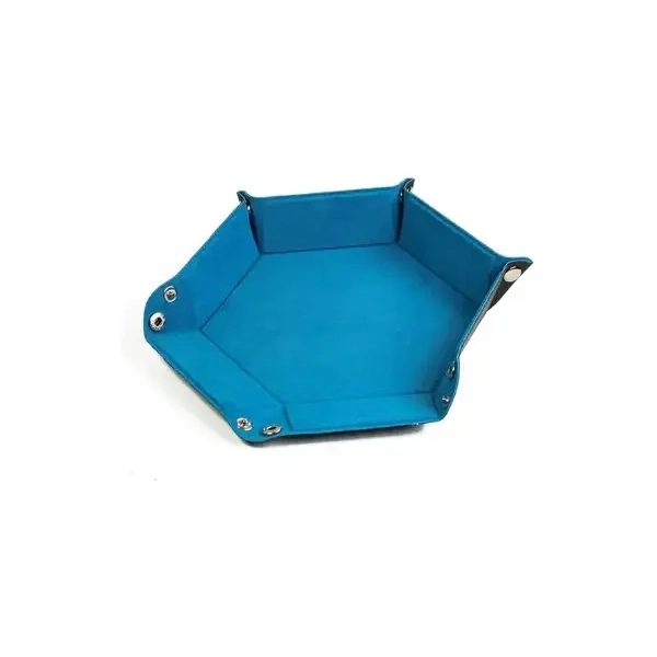 Leatherette & Velvet Dice Tray Blue Hex