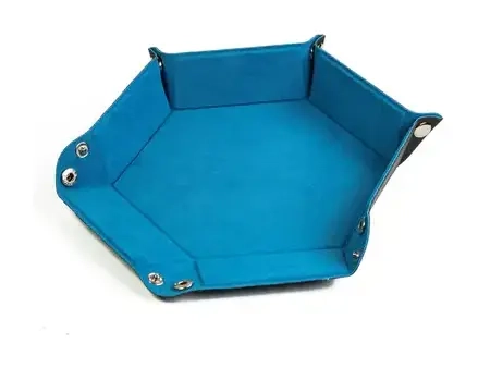 Leatherette & Velvet Dice Tray Blue Hex