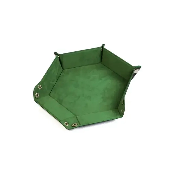 Leatherette & Velvet Dice Tray Grass Green Hex