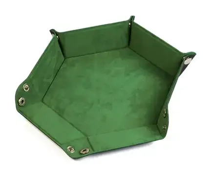 Leatherette & Velvet Dice Tray Grass Green Hex