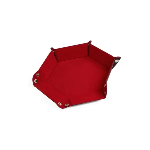 Leatherette & Velvet Dice Tray Red Hex