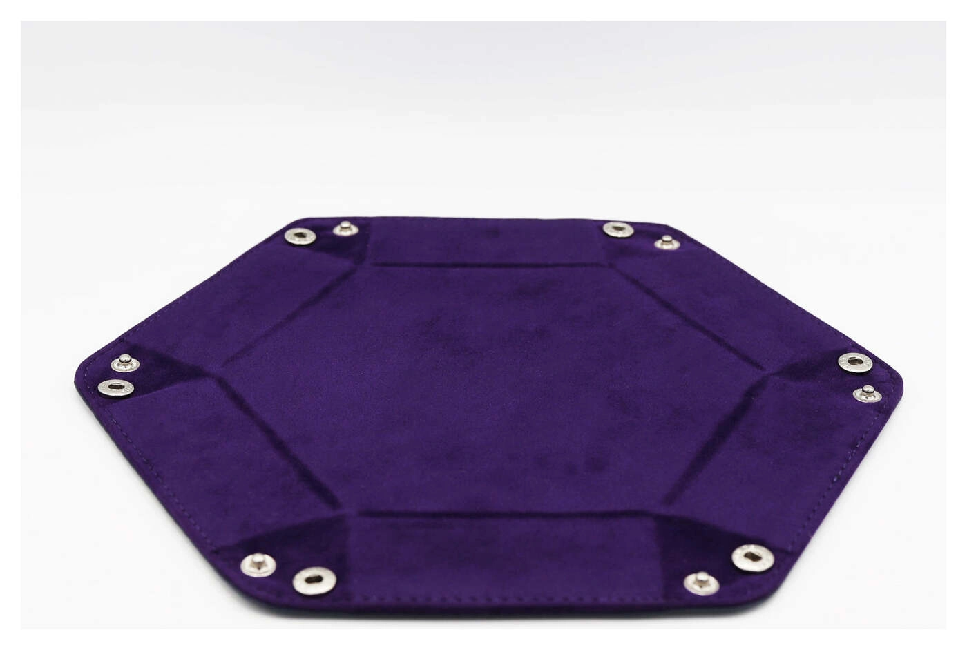 Velvet Leatherette Hex Dice Tray Navy with Purple