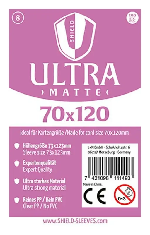 Shield Ultra Matte - 100 Sleeves (70 x 120 mm)